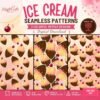 Ice cream seamless pattern bundle with colorful repeat patterns and transparent PNG designs for creative projects
