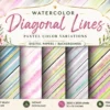Watercolor diagonal stripes background pack featuring colorful hand painted digital papers