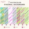 Pastel watercolor digital paper backgrounds with diagonal striped designs for creative projects