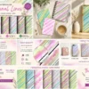 Watercolor striped digital papers shown on stationery, planners and creative design mockups
