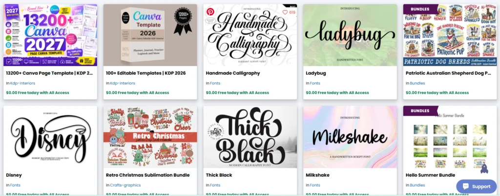 Creative Fabrica website - fonts, SVGs and graphic design resources for Etsy sellers