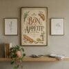 Bon Appetit French kitchen print displayed in a decorative frame for cozy kitchen decor