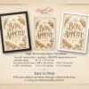 French kitchen wall decor printable featuring vintage Bon Appetit typography and culinary illustrations