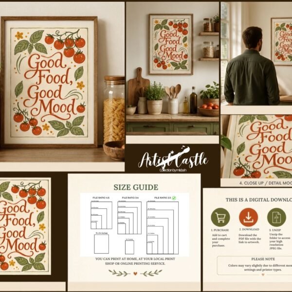 Good Food Good Mood Kitchen Wall Art Mockup
