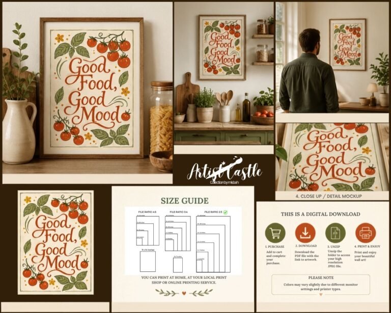 Good Food Good Mood Kitchen Wall Art Mockup
