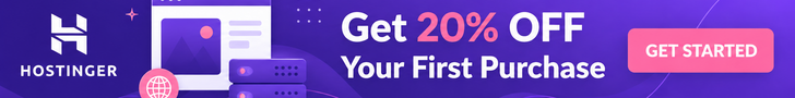 Hostinger web hosting offer providing 20% off your first purchase