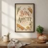 Bon Appetit printable wall art size guide with six 2:3 ratio print sizes