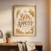 Printable Bon Appetit kitchen art in a vintage French inspired frame
