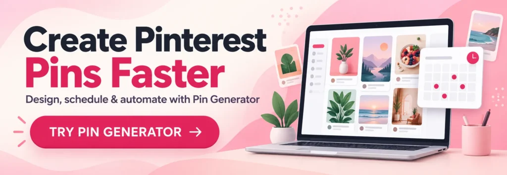 Pin Generator tool for designing, scheduling and automating Pinterest pins