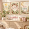 Three framed floral nursery prints featuring Little Sunshine, Garden Club and Sweet Dreams