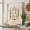Rustic kitchen printable art with terracotta and navy typography and botanical illustrations