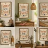 Simmer Stir Savor kitchen print featuring wooden spoons, rosemary and vintage lettering