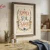 Vintage culinary wall art with herbs, wooden spoons and decorative kitchen typography For the actual artwork file, I'd rename it: ArtistCastle-Simmer-Stir-Savor-Kitchen-Wall-Art-300DPI.png That is much cleaner than the current technical filename. 5. ETSY LISTING SEO For Etsy, I wouldn't simply copy your website title. Etsy title Simmer Stir Savor Kitchen Wall Art: Vintage Printable Kitchen Decor It immediately tells the shopper the quote, product and style without turning the title into a keyword dump. 13 Etsy tags Copy/paste: kitchen wall art, simmer stir savor, kitchen quote print, vintage kitchen art, printable kitchen, farmhouse kitchen, kitchen wall decor, rustic kitchen art, cooking wall art, culinary wall art, dining room print, cottage kitchen art, digital kitchen art These give us a mixture of product + style + quote + room + intent rather than repeating “kitchen printable” thirteen different ways. Etsy category Choose the most specific available category under: Home & Living → Home Decor → Wall Decor → Digital Prints Etsy sometimes changes the exact category labels shown in the listing editor, so choose the closest digital wall-art/print subcategory available rather than forcing a category that isn't shown. Etsy attributes For the fields Etsy actually presents, I'd use: Orientation: Vertical/Portrait Primary colour: Beige/Cream Secondary colour: Orange/Rust (or closest available) Room: Kitchen / Dining Room Style: Vintage / Farmhouse where offered Subject: Quotes & Sayings / Food & Drink where offered Don't select an attribute just for SEO if it doesn't accurately describe the artwork. 6. ETSY DESCRIPTION Bring warmth and character to your kitchen with this Simmer Stir Savor kitchen wall art printable. Featuring vintage-inspired typography surrounded by rosemary-style botanicals, wooden spoons and charming culinary details, this printable kitchen artwork celebrates the simple pleasure of preparing and enjoying good food. Its warm cream, terracotta, navy and botanical palette works beautifully with vintage, farmhouse, rustic and cottage-inspired kitchen interiors. WHAT YOU WILL RECEIVE Your purchase includes high-resolution 300 DPI digital artwork in a 2:3 ratio, ready to print in: • 24 × 36 inches • 20 × 30 inches • 16 × 24 inches • 12 × 18 inches • 8 × 12 inches • 4 × 6 inches HOW TO DOWNLOAD After completing your purchase: Download the PDF supplied with your Etsy purchase. Open the link provided inside the PDF. Access and download your high-resolution artwork files. Choose your preferred size, print and frame. HOW TO PRINT Print your artwork: • At home • At a local print shop • Through an online printing service For best results, quality matte or fine-art paper is recommended. PERFECT FOR Kitchen walls • Dining rooms • Breakfast nooks • Farmhouse kitchens • Cottage kitchens • Rustic interiors • Kitchen gallery walls • Cooking lovers It can also make a lovely printable housewarming gift for someone who loves cooking and kitchen decor. PLEASE NOTE This is a DIGITAL DOWNLOAD only. No physical product will be shipped. Frames, furniture and decorative accessories shown in listing mockups are for presentation purposes only. Colors may vary slightly between your screen and printed artwork because of differences in monitors, printers, inks and paper. PERSONAL USE This purchase is intended for personal use. Please do not resell, redistribute or share the digital files. © ArtistCastle — Collection by Misbah 7. ETSY PRIMARY IMAGE / LISTING ORDER For this particular design, I'd use your strongest kitchen-room mockup as image #1, rather than the bare artwork. The artwork has a lot of fine decorative detail, so showing it framed gives buyers instant context. Then: Hero mockup → second lifestyle mockup → What's Included → artwork close-up → size guide → How It Works → another mockup → digital-download information And I'd keep the listing graphics visually consistent with the Bon Appétit listing so the two start looking like an intentional ArtistCastle kitchen collection rather than unrelated products. now make mockups in different scens and rooms that fit the wall art. keep walla rt original Edit